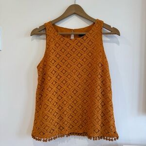 Ann Taylor Orange Embellished Tank Top